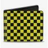 Buy 🔔 Checker Print Bifold Wallet Neon Yellow 🧨