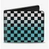 Discount 🤩 Checker Print Bifold Wallet Ombre Turquoise 👏 -Bags & Purses Shop Online 16155586 hi