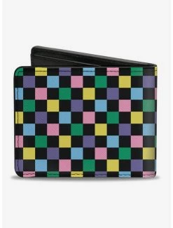 Best Sale ❤️ Checker Print Bifold Wallet Pastel Multi 🤩 -Bags & Purses Shop Online 16155590 av1