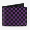 Best deal 🥰 Checker Print Bifold Wallet Purple ✔️ -Bags & Purses Shop Online 16155594 hi