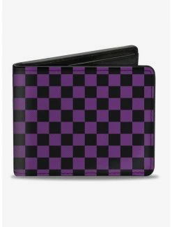 Best deal 🥰 Checker Print Bifold Wallet Purple ✔️