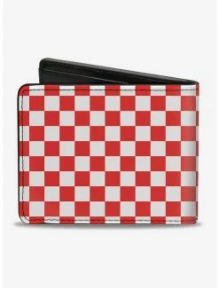 Discount 😀 Checker Print Bifold Wallet Red White ❤️ -Bags & Purses Shop Online 16155598 av1