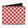 Discount 😀 Checker Print Bifold Wallet Red White ❤️