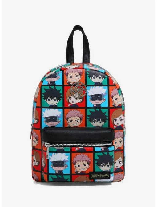 New ⌛ Jujutsu Kaisen Chibi Character Grid Mini 🎒 Backpack 🎁 -Bags & Purses Shop Online 16816451 hi