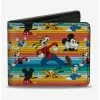 Flash Sale 👍 Disney Mickey Mouse And Friends Stripe Bifold Wallet 👏