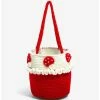 Outlet ❤️ Crochet Red Mushroom Round Bucket Bag 😀 -Bags & Purses Shop Online 18634921 hi