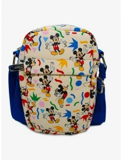 New 😀 Disney Mickey Mouse Action Poses Confetti Collage Cross Body Bag 🎉