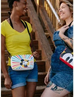 Flash Sale 😉 Disney Mickey Mouse Smiling Sunburst Rays Pose Cross Body Bag ✨ -Bags & Purses Shop Online 19621500 av3