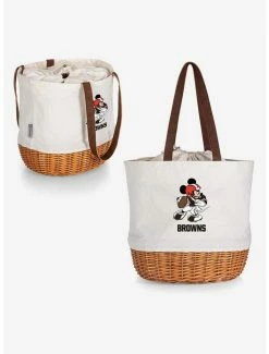 New ✔️ Disney Mickey Mouse NFL Cleveland Browns Canvas Willow Basket Tote 🧨 -Bags & Purses Shop Online 19831705 av4