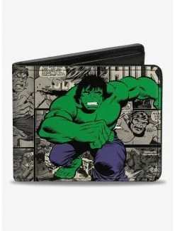 Outlet 😍 Marvel Hulk Comic Scene Blocks Bifold Wallet 🔔