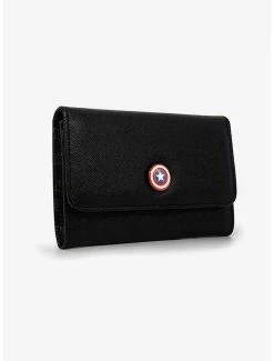 Best deal 🧨 Marvel Captain America Shield Emblem Vegan Leather Foldover Flap Wallet 😀 -Bags & Purses Shop Online 20212376 av1