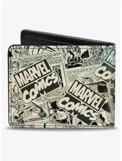 Hot Sale ⭐ Marvel 4 Avenger Superhero Action Marvel Comics Logo Scenes Multi Bifold Wallet 🥰 -Bags & Purses Shop Online 20214338 av1