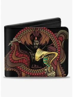 New 🌟 Disney Aladdin 2019 Jafar Snake Staff Dark and Mysterious Multi Bifold Wallet 👍