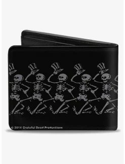 Flash Sale 🥰 Grateful Dead Steal Your Face Logo Dancing Skeletons Bifold Wallet 😉 -Bags & Purses Shop Online 20214384 av1