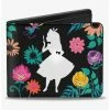Best Sale 🤩 Disney Alice In Wonderland Silhouette Curiouser and Curiouser Floral Collage Bifold Wallet 🥰 -Bags & Purses Shop Online 20214434 hi
