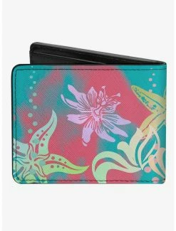 Promo 🥰 Disney The Little Mermaid Ariel Pose Shells Sea Flowers Collage2 Aqua Bifold Wallet 💯 -Bags & Purses Shop Online 20214440 av1