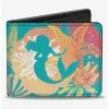 Promo 🥰 Disney The Little Mermaid Ariel Pose Shells Sea Flowers Collage2 Aqua Bifold Wallet 💯 -Bags & Purses Shop Online 20214440 hi