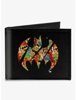 Best deal 💯 DC Comics Bat Signal Logos Stacked Canvas Bifold Wallet 🔔