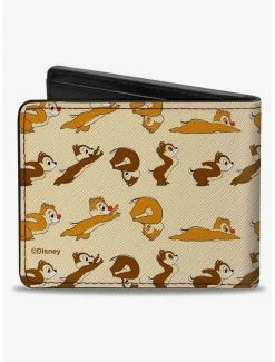 Cheap 🛒 Disney Chip and Dale Action Poses Beige Bifold Wallet ⭐ -Bags & Purses Shop Online 20214624 av1