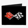 Coupon 🔥 Corvette C3 Crossed Flags Logo Canvas Bifold Wallet 👏