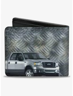 Deals ✨ F150 Ford Truck Checker Metal Diamond Plate Bifold Wallet 🔔 -Bags & Purses Shop Online 20214686 av1