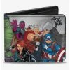 Brand new 😉 Marvel Avengers 11 Character Group Pose Buildings Bifold Wallet 👍 -Bags & Purses Shop Online 20214694 hi