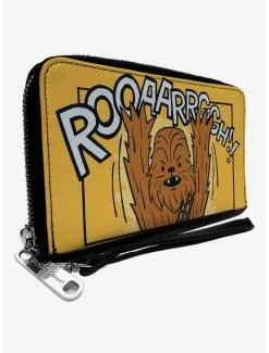 Brand new 💯 Star Wars Chewbacca Arms Up Rooaarrggh Pose Zip Around Wallet 🔔