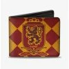 New 🥰 Harry Potter Gryffindor Shield Brooms Argyle Burgundy Bifold Wallet 💯