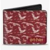 Best Pirce 🎁 Harry Potter Hedwig Flying Poses Burgundy Bifold Wallet 🥰 -Bags & Purses Shop Online 20214728 hi