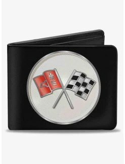 Promo 😍 Corvette C2 Flags Logo Bifold Wallet 😍