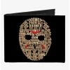 Promo 🔔 Friday The 13th Jason Mask Quotes Collage Logo Canvas Bifold Wallet 🛒