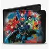 Best Pirce 🎁 DC Comics Justice League 4 Superhero Group Splatter Logo Bifold Wallet 🎁 -Bags & Purses Shop Online 20214977 hi