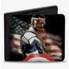 Deals 👏 Marvel Captain America Sam Wilson American Flag Pose Bifold Wallet 🌟 -Bags & Purses Shop Online 20214988 hi