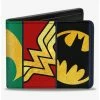 Coupon 😀 DC Comics Justice League 5 Superhero TextuLogo Close Up Panels Bifold Wallet 👍