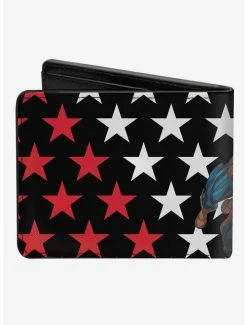 Deals 🎉 Marvel Captain America Throwing Shield Stars Bifold Wallet 🔥 -Bags & Purses Shop Online 20215010 av1