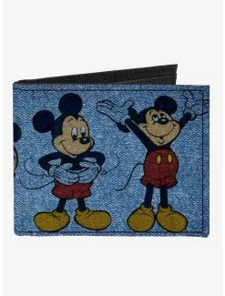 Best deal 🤩 Disney Mickey Mouse 4 Mousercise Poses Denim Canvas Bifold Wallet 😍