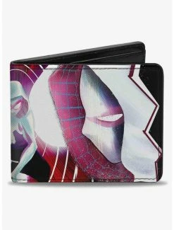 New 🎁 Marvel Spider Gwen 3 Crouching 5 Face to Face Cover Poses Bifold Wallet ✨