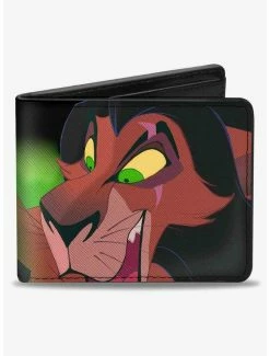 Promo ⌛ Disney The Lion King Scar Face Close Up 3 Hyenas Pose Bifold Wallet ✨