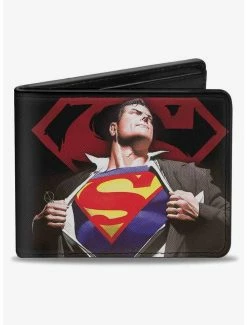 Outlet ❤️ DC Comics Superman Forever Clark Kent Transition Shield Bifold Wallet 🤩