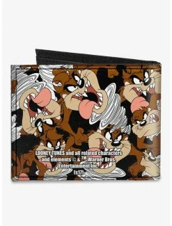 Budget 😉 Looney Tunes Tasmanian Devil Vortex Poses Scattered Canvas Bifold Wallet 😀 -Bags & Purses Shop Online 20215582 av1