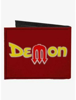 New 🥰 Vintage Dodge Demon Logo Vintage Dodge DEMON Logo Burgundy Canvas Bifold Wallet 🛒 -Bags & Purses Shop Online 20215670 av1