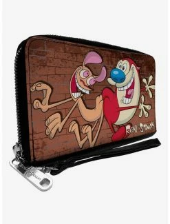Best reviews of ⌛ The Ren And Stimpy Show Booty Bump Pose Brick Wall Zip Around Wallet 😉