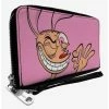 Cheapest ✔️ The Ren And Stimpy Show Ren Winking Pose Close Up Zip Around Wallet 🥰 -Bags & Purses Shop Online 20334571 hi