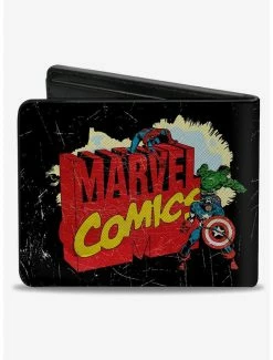 Flash Sale 👏 Marvel Avengers Comics Classic Title Logo With Avengers Bifold Wallet 🎉 -Bags & Purses Shop Online 20334675 av1