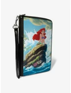 Outlet 🎉 Disney The Little Mermaid Ariel Splash Rock Pose Zip Around Wallet 🛒