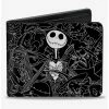 Promo 🛒 The Nightmare Before 🔔 Christmas Character Doodles Bifold Wallet 😉