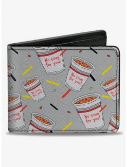 New 😀 Seinfeld No Soup For You Soup Cups Scattered Bifold Wallet 🌟