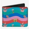 Best Sale 🤩 Spongebob Squarepants And Friends Poses Wavy Stripe Bifold Wallet 🧨 -Bags & Purses Shop Online 20334823 hi